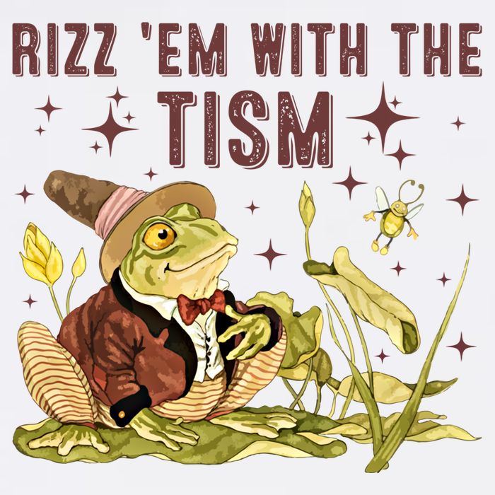 Autism Funny Rizz Em With The Tism Meme Autistic Frog Funny Gift Garment-Dyed Sweatshirt