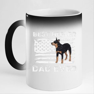 American Flag Red Blue Heeler Dad Gift Australian Cattle Dog 11oz Black Color Changing Mug