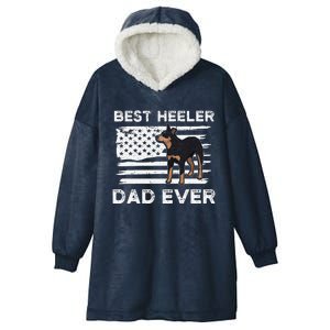 American Flag Red Blue Heeler Dad Gift Australian Cattle Dog Hooded Wearable Blanket