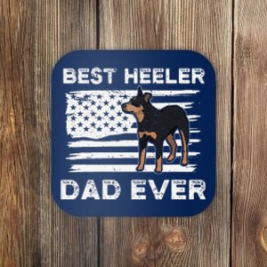 American Flag Red Blue Heeler Dad Gift Australian Cattle Dog Coaster