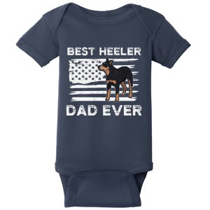 American Flag Red Blue Heeler Dad Gift Australian Cattle Dog Baby Bodysuit