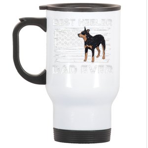 American Flag Red Blue Heeler Dad Gift Australian Cattle Dog Stainless Steel Travel Mug