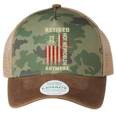 American Flag Retired 2025 Not My Problem Anymore Legacy Tie Dye Trucker Hat