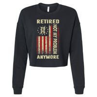American Flag Retired 2025 Not My Problem Anymore Cropped Pullover Crew