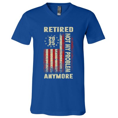 American Flag Retired 2025 Not My Problem Anymore V-Neck T-Shirt