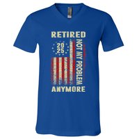 American Flag Retired 2025 Not My Problem Anymore V-Neck T-Shirt