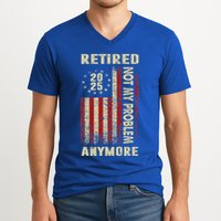 American Flag Retired 2025 Not My Problem Anymore V-Neck T-Shirt