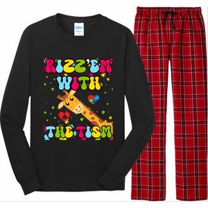 Autism Funny Rizz Em With The Tism Meme Autistic Giraffe Gift Long Sleeve Pajama Set