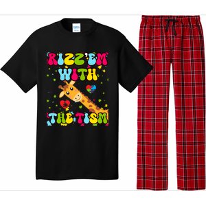 Autism Funny Rizz Em With The Tism Meme Autistic Giraffe Gift Pajama Set