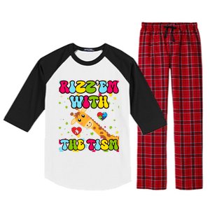 Autism Funny Rizz Em With The Tism Meme Autistic Giraffe Gift Raglan Sleeve Pajama Set