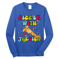 Autism Funny Rizz Em With The Tism Meme Autistic Giraffe Gift Long Sleeve Shirt