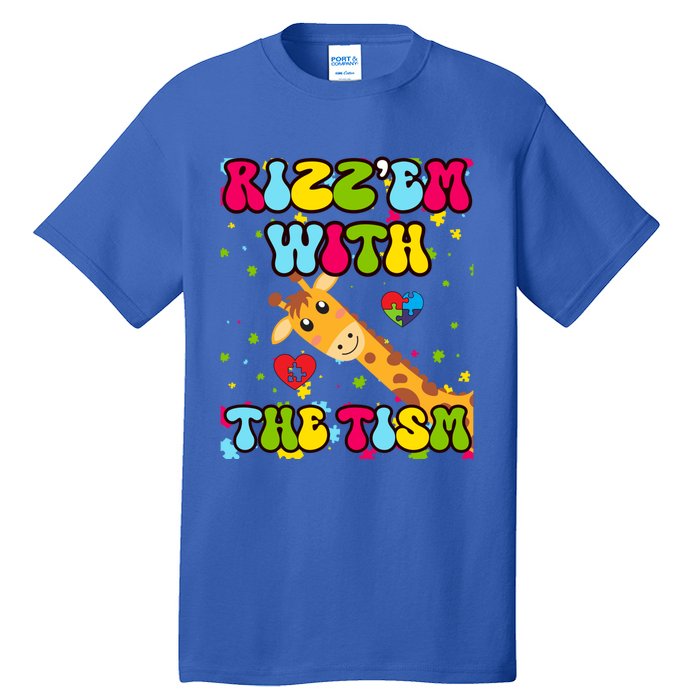 Autism Funny Rizz Em With The Tism Meme Autistic Giraffe Gift Tall T-Shirt