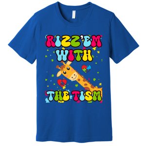 Autism Funny Rizz Em With The Tism Meme Autistic Giraffe Gift Premium T-Shirt