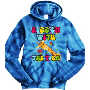 Autism Funny Rizz Em With The Tism Meme Autistic Giraffe Gift Tie Dye Hoodie