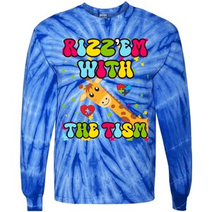 Autism Funny Rizz Em With The Tism Meme Autistic Giraffe Gift Tie-Dye Long Sleeve Shirt