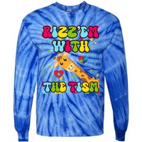 Autism Funny Rizz Em With The Tism Meme Autistic Giraffe Gift Tie-Dye Long Sleeve Shirt