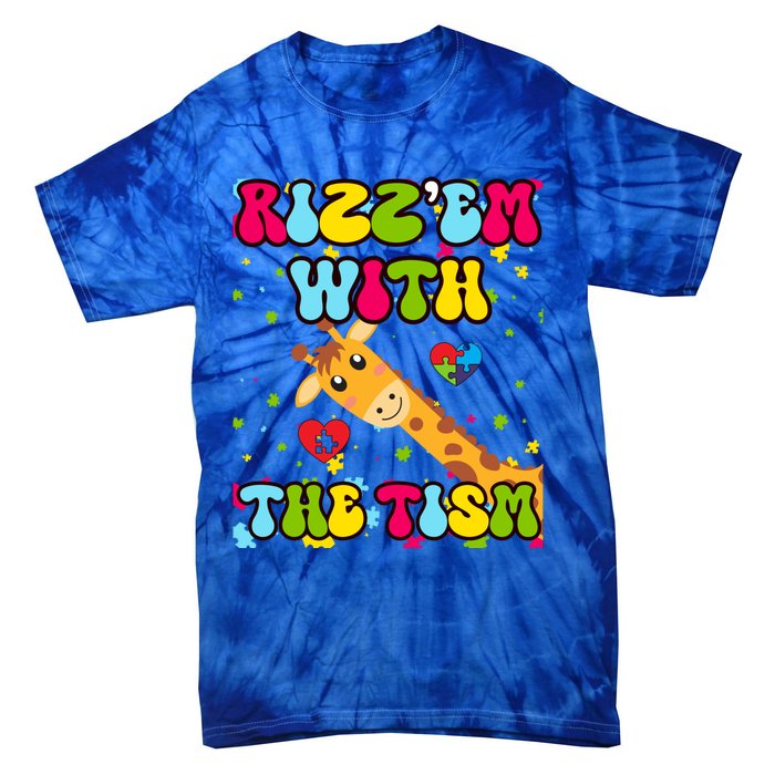 Autism Funny Rizz Em With The Tism Meme Autistic Giraffe Gift Tie-Dye T-Shirt