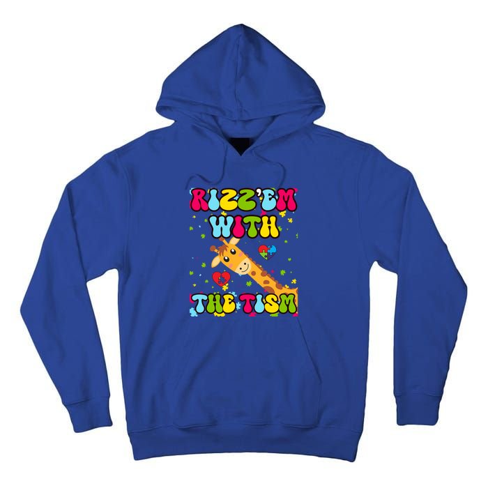 Autism Funny Rizz Em With The Tism Meme Autistic Giraffe Gift Tall Hoodie