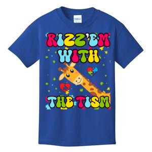 Autism Funny Rizz Em With The Tism Meme Autistic Giraffe Gift Kids T-Shirt