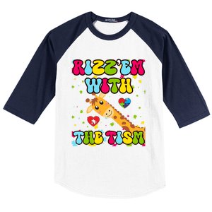 Autism Funny Rizz Em With The Tism Meme Autistic Giraffe Gift Baseball Sleeve Shirt