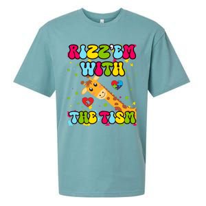 Autism Funny Rizz Em With The Tism Meme Autistic Giraffe Gift Sueded Cloud Jersey T-Shirt