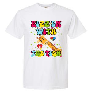 Autism Funny Rizz Em With The Tism Meme Autistic Giraffe Gift Garment-Dyed Heavyweight T-Shirt