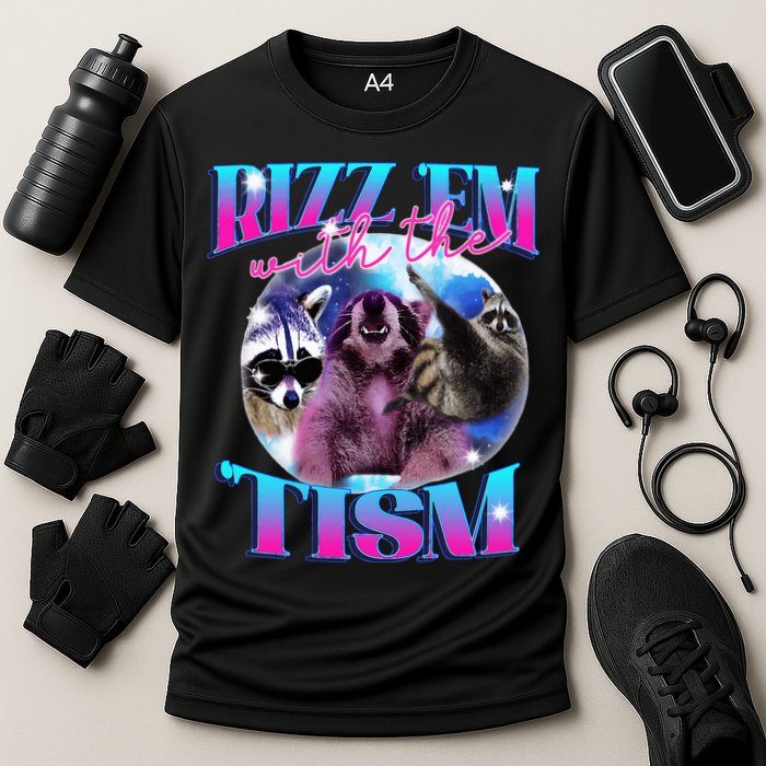 Autism Funny Rizz Em With The Tism Meme Autistic Opossum Performance Shirt