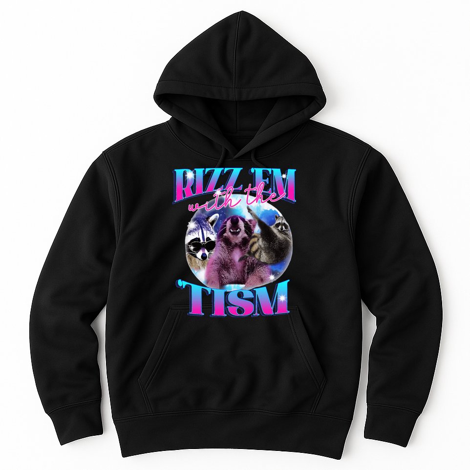 Autism Funny Rizz Em With The Tism Meme Autistic Opossum Hoodie