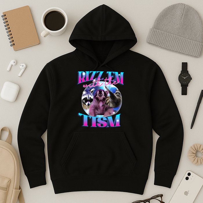 Autism Funny Rizz Em With The Tism Meme Autistic Opossum Hoodie
