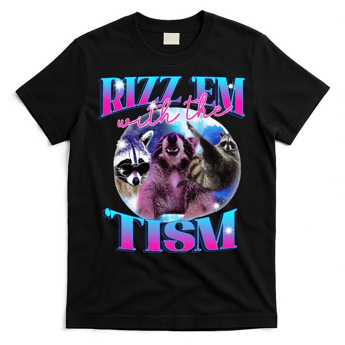 Autism Funny Rizz Em With The Tism Meme Autistic Opossum T-Shirt