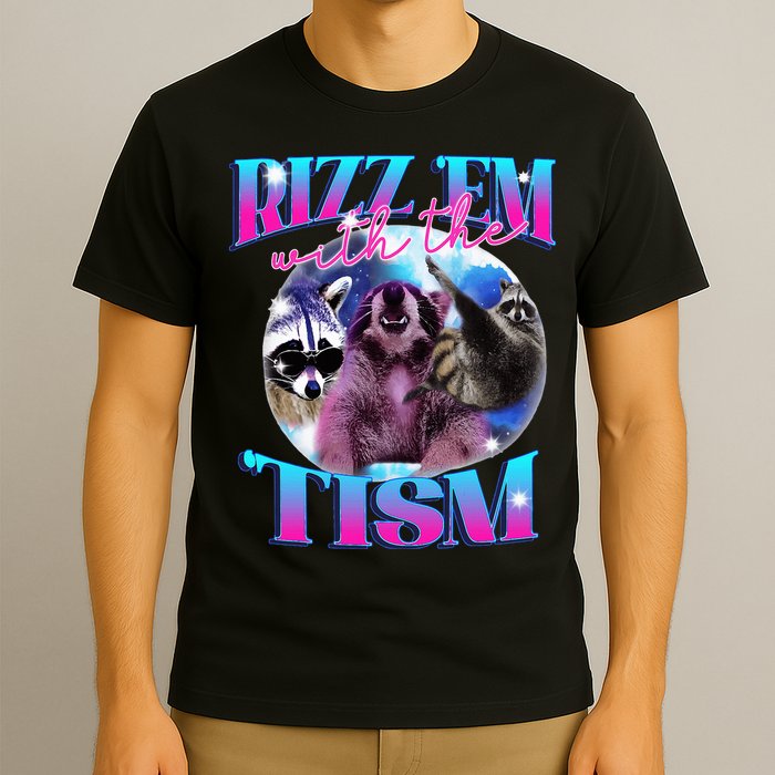 Autism Funny Rizz Em With The Tism Meme Autistic Opossum T-Shirt