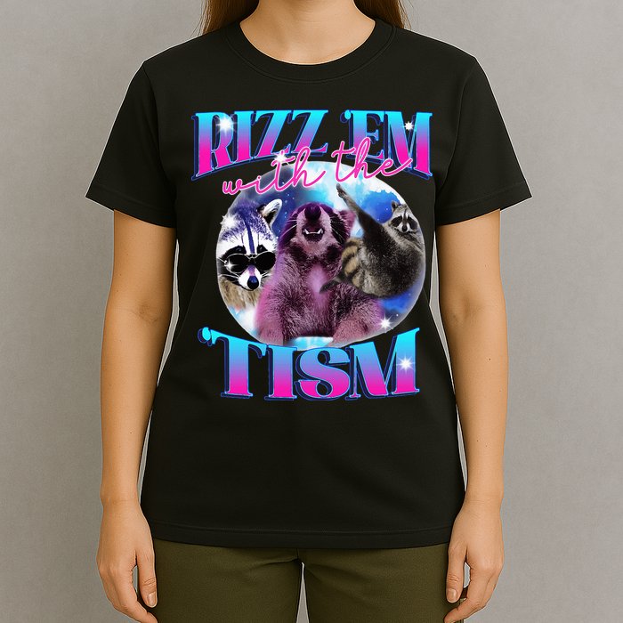 Autism Funny Rizz Em With The Tism Meme Autistic Opossum T-Shirt