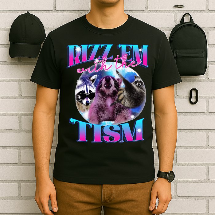Autism Funny Rizz Em With The Tism Meme Autistic Opossum T-Shirt