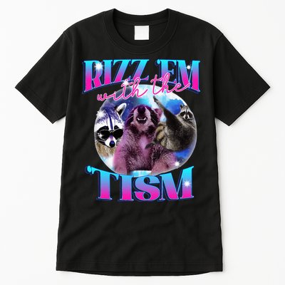 Autism Funny Rizz Em With The Tism Meme Autistic Opossum Tall T-Shirt