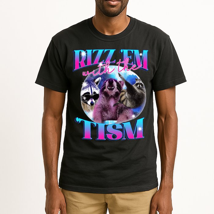 Autism Funny Rizz Em With The Tism Meme Autistic Opossum Tall T-Shirt