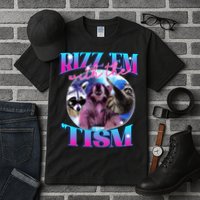Autism Funny Rizz Em With The Tism Meme Autistic Opossum Tall T-Shirt