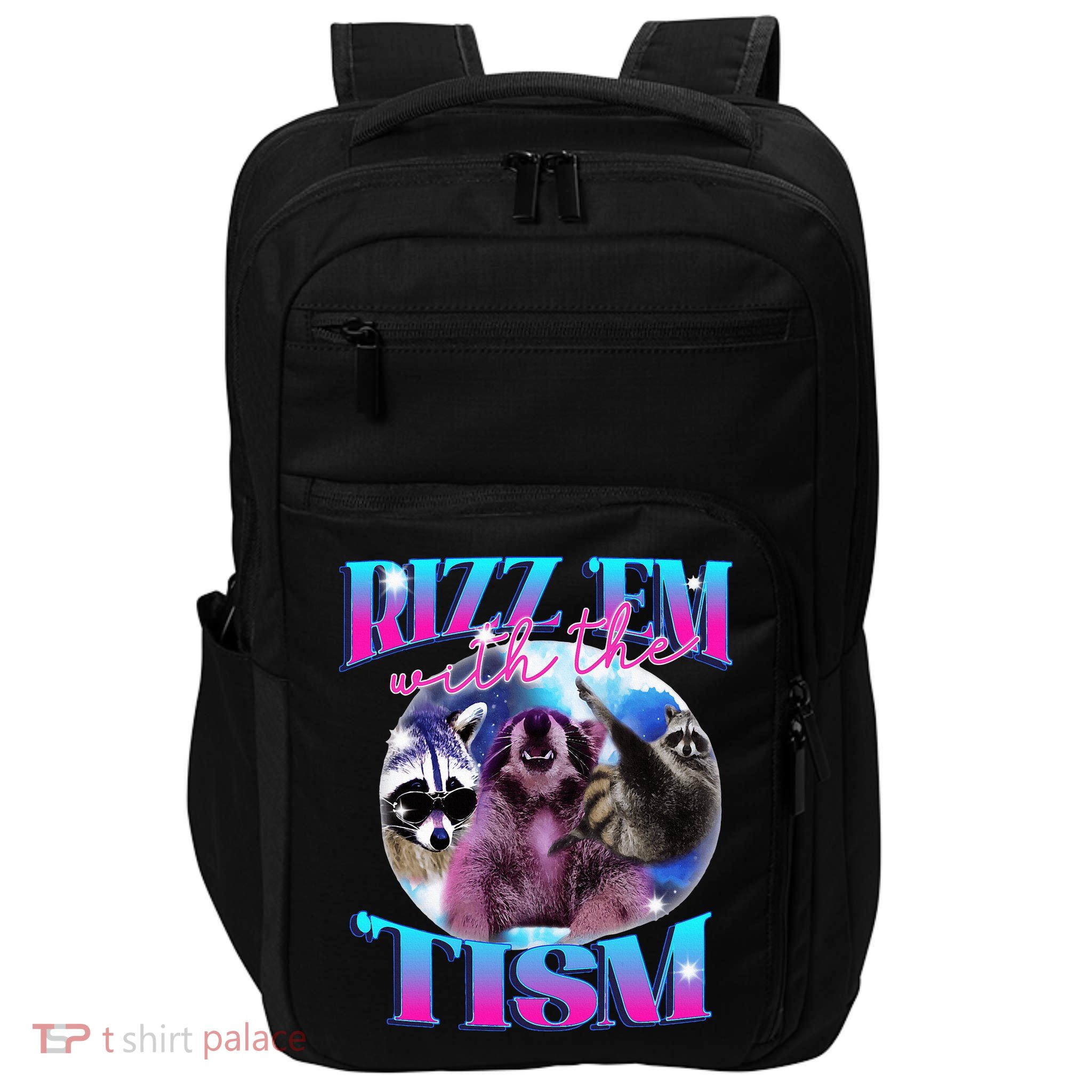 Autism Funny Rizz Em With The Tism Meme Autistic Opossum Impact Tech Backpack