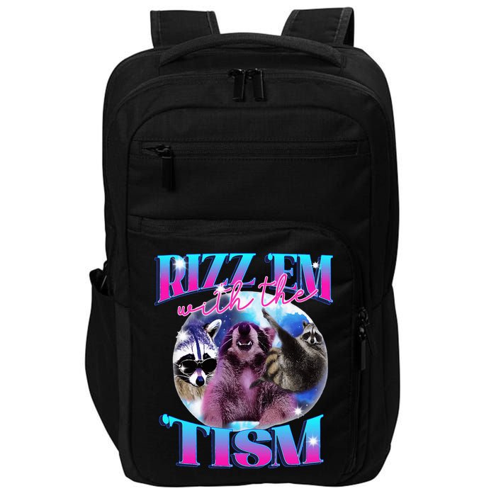 Autism Funny Rizz Em With The Tism Meme Autistic Opossum Impact Tech Backpack