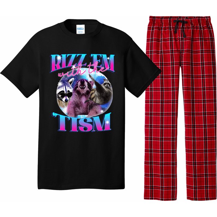 Autism Funny Rizz Em With The Tism Meme Autistic Opossum Pajama Set