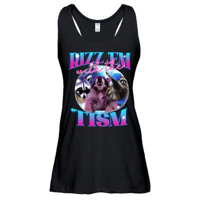 Autism Funny Rizz Em With The Tism Meme Autistic Opossum Ladies Essential Flowy Tank