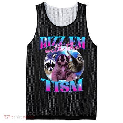 Autism Funny Rizz Em With The Tism Meme Autistic Opossum Mesh Reversible Basketball Jersey Tank