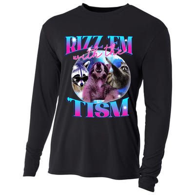 Autism Funny Rizz Em With The Tism Meme Autistic Opossum Cooling Performance Long Sleeve Crew