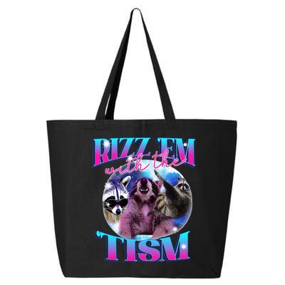 Autism Funny Rizz Em With The Tism Meme Autistic Opossum 25L Jumbo Tote