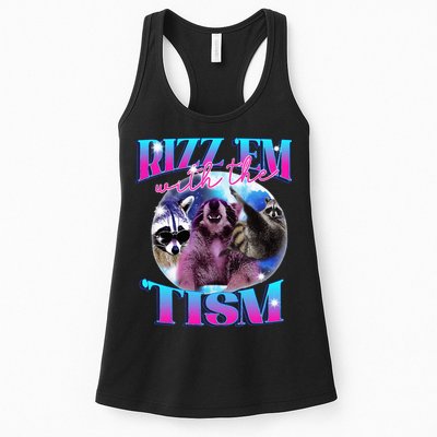 Autism Funny Rizz Em With The Tism Meme Autistic Opossum Womens Tank Top