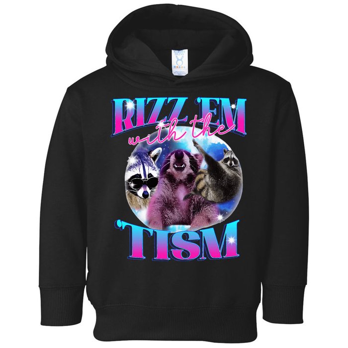 Autism Funny Rizz Em With The Tism Meme Autistic Opossum Toddler Hoodie