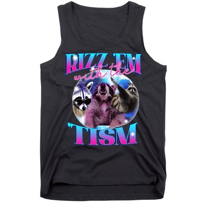Autism Funny Rizz Em With The Tism Meme Autistic Opossum Tank Top