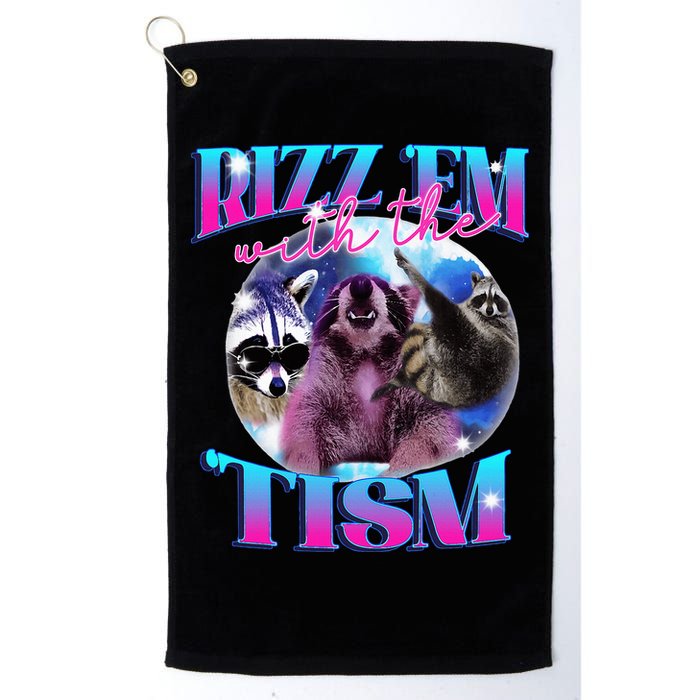 Autism Funny Rizz Em With The Tism Meme Autistic Opossum Golf Towel