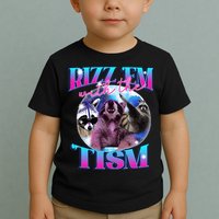 Autism Funny Rizz Em With The Tism Meme Autistic Opossum Toddler T-Shirt