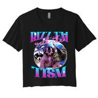 Autism Funny Rizz Em With The Tism Meme Autistic Opossum Crop Top