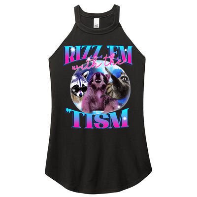 Autism Funny Rizz Em With The Tism Meme Autistic Opossum Women's Perfect Tri Rocker Tank